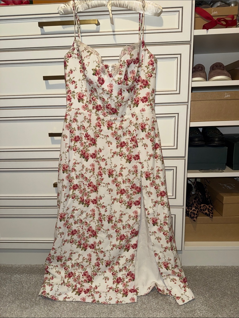 House of CB  Charlotte Rose print corset midi  Dress with Side Slit - Picture 6 of 14